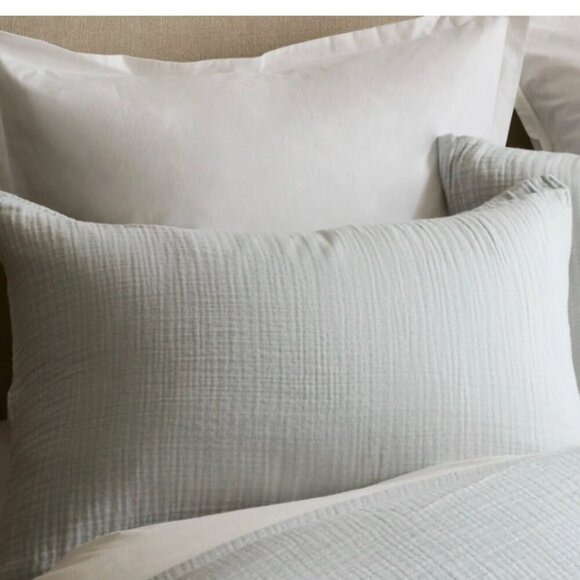 Quince Organic Airy Gauze Stadard Pillow Sham Set Mist NWOT #S26 - Picture 3 of 4